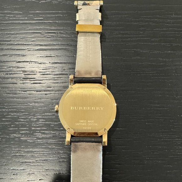 BURBERRY THE CITY GOLD TONE LEATHER STRAP GOLD DIAL WATCH BU9032 🤩 - Picture 6 of 7